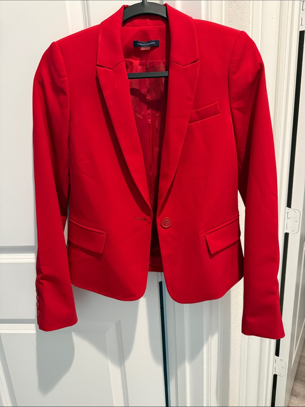 Tommy Hilfiger Bright Red Single-Button Blazer